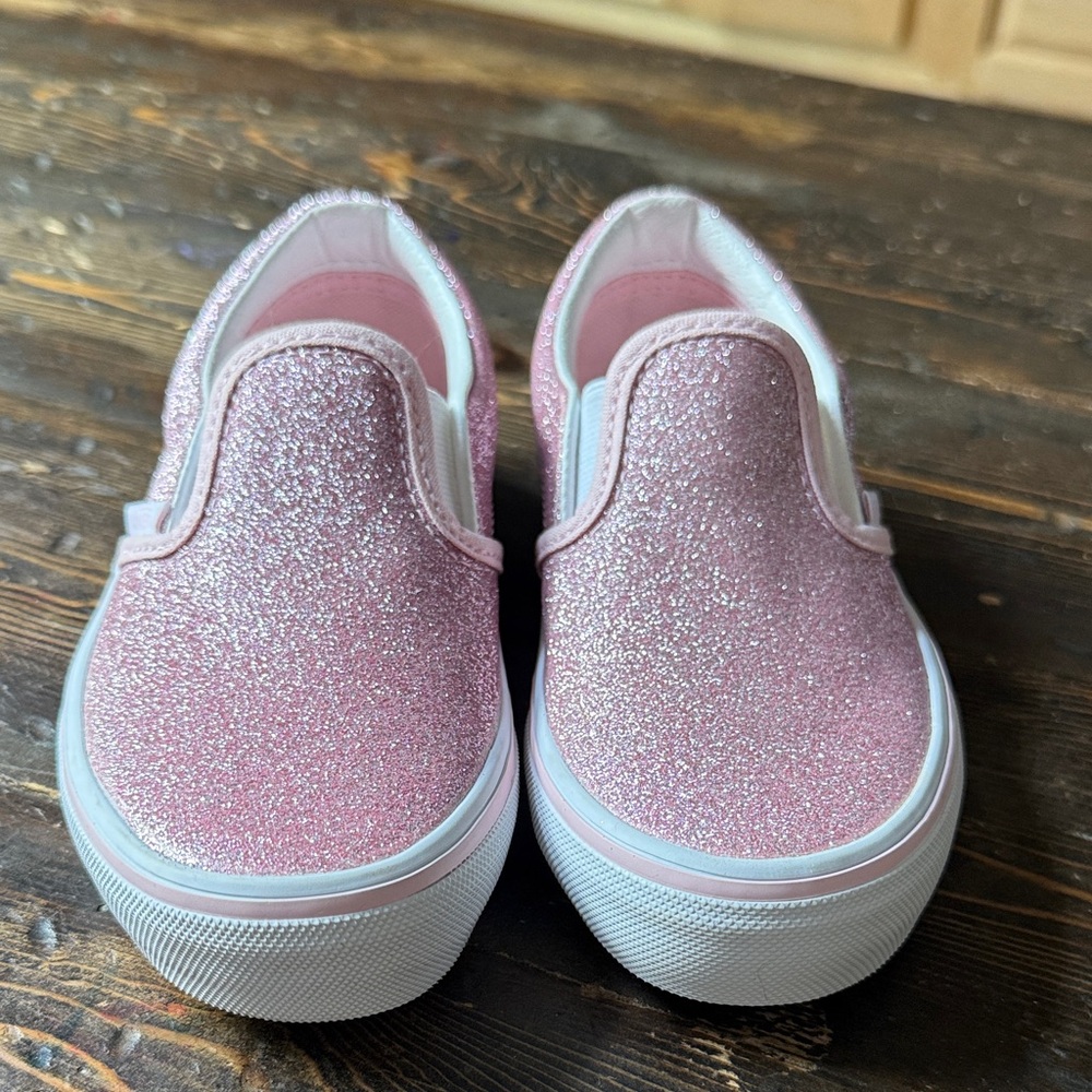 Vans Glittery Pink Kids Slip Ons